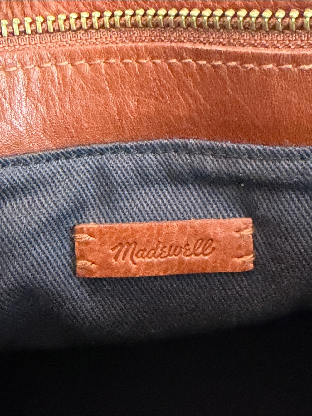 Madewell Transport Leather Crossbody Small Tote with Suede Vertical Stripe - Picture 8 of 9